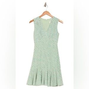 NWT Taylor womens Tweed Mini Dress, 16, Green
